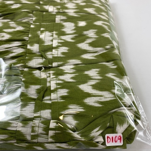 Antthony HSN Green White Ikat Print‎ 100% Cotton Tiered Skirt w/Pockets Sz L - Picture 13 of 13